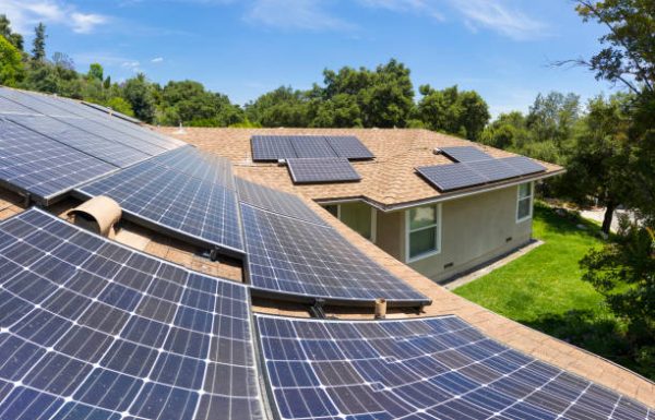 Aerial images of solar panels on a home in Southern California